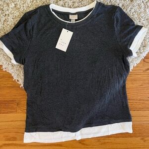 NWT twofer dark Gray and White T-Shirt size L